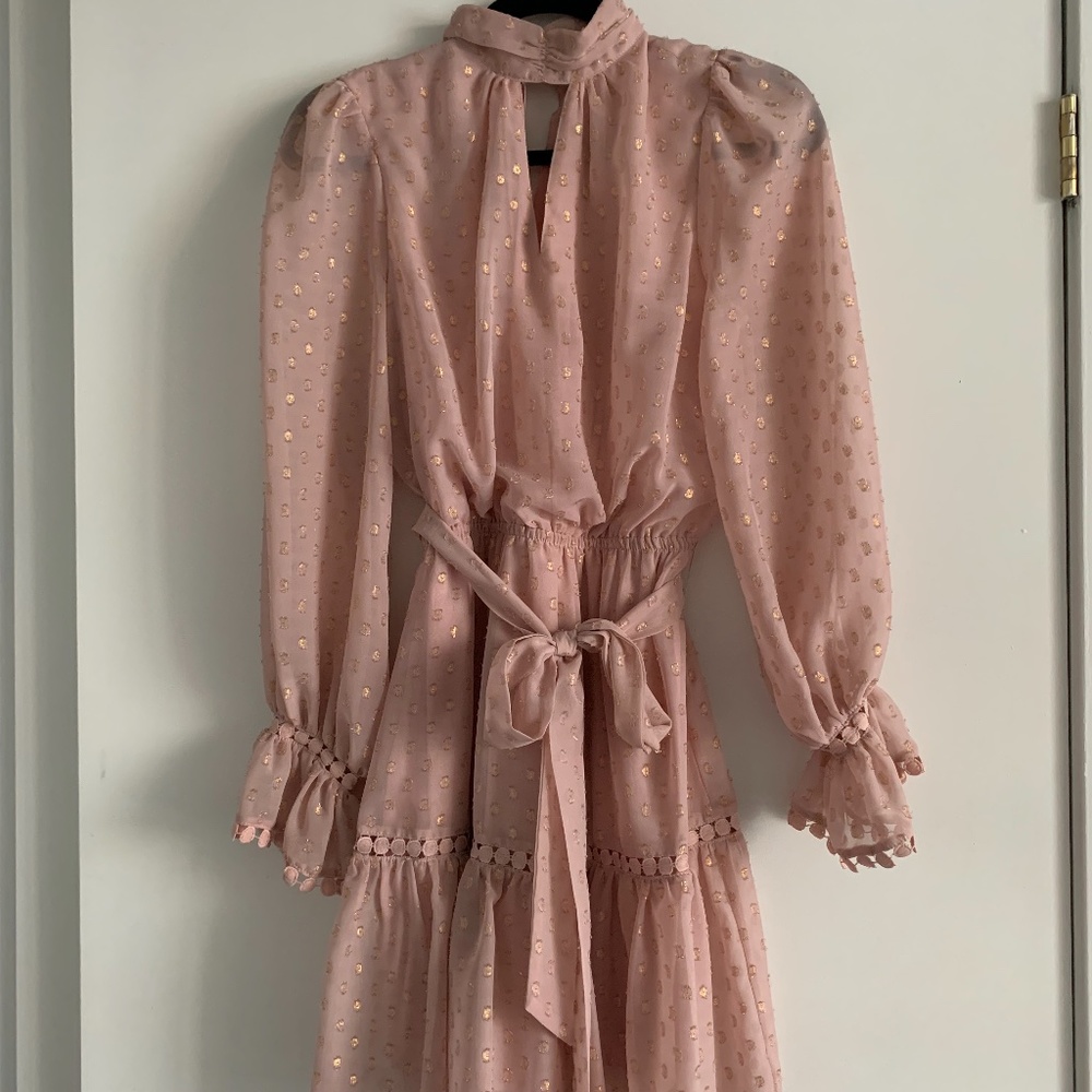 Pink Long Sleeved Dress w Elastic Waist